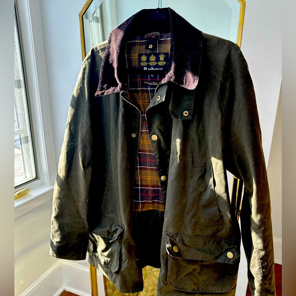 Barbour Men’s Classic Waxed Jacket, XL, corduroy collar